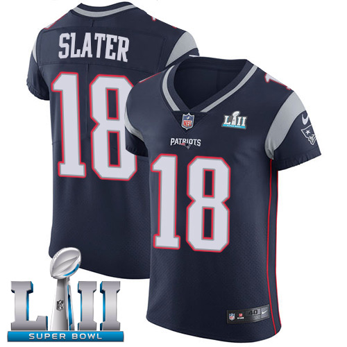 Nike Patriots #18 Matt Slater Navy Blue Team Color Super Bowl LII Men's Stitched NFL Vapor Untouchable Elite Jersey - Click Image to Close